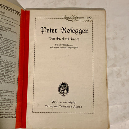 Volksbücher, Peter Rosegger. Antique German booklet. From 1910-1920.