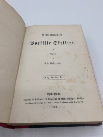 Oehlenschlägers Heltedigte og Sagaer. Af Adam Oehlenschläger. 3. Og 4. Del. Antikvarisk dansk bog. 1. Udgave. 1. Oplag. Fra 1862