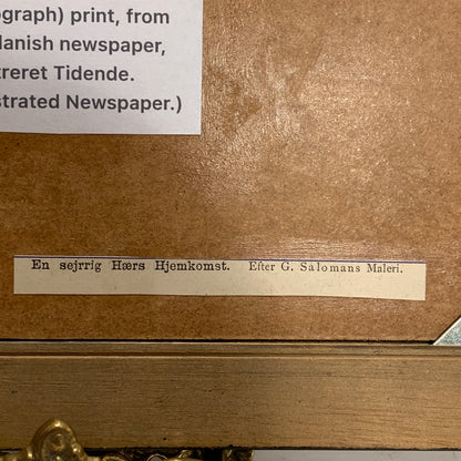 Antik dansk træsnit. En sejrrig Hærs Hjemkomst. Fra 1881.