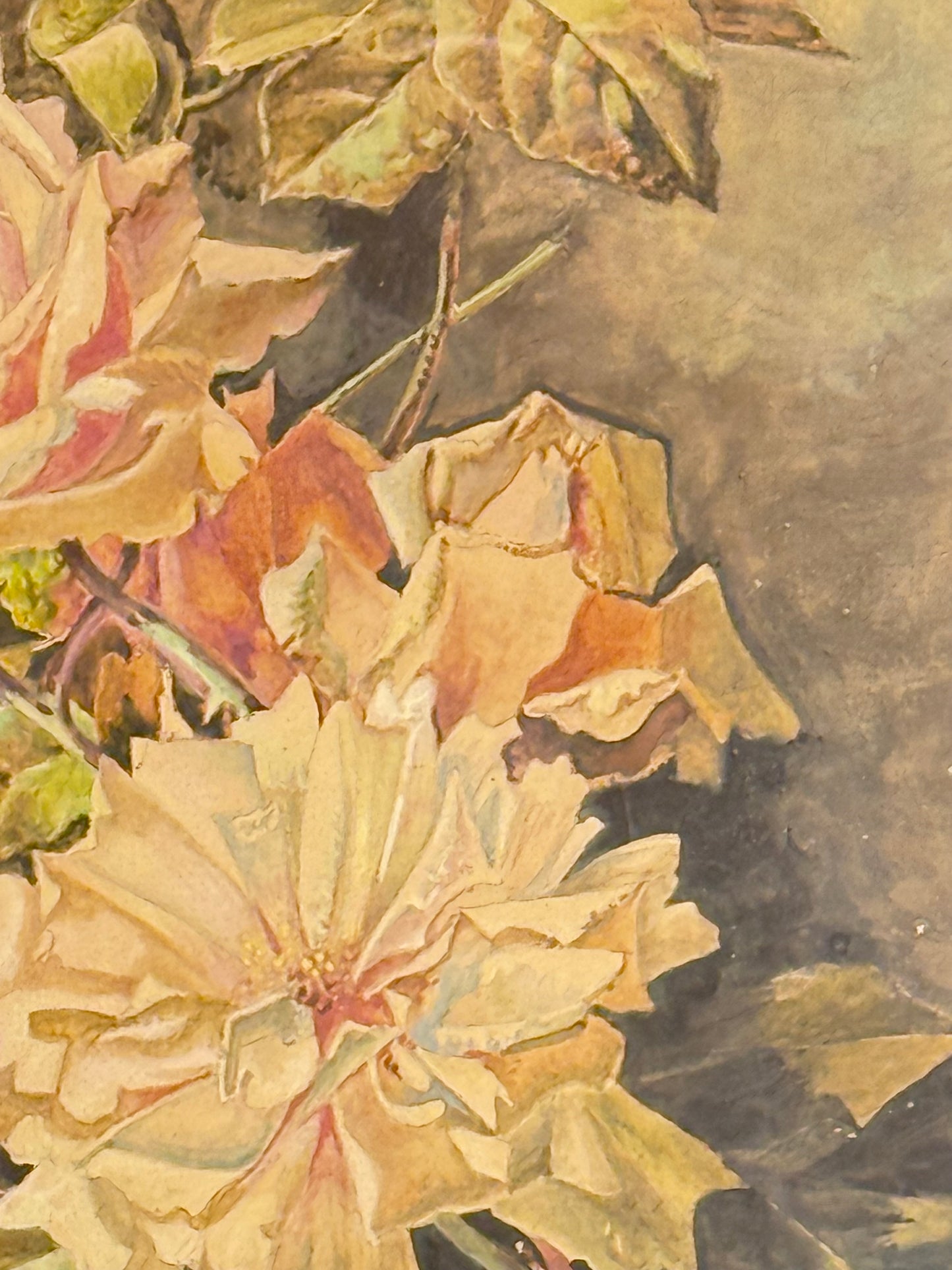 Emil Duelund. Gouache maleri af blomster stilleben. Fra 1950