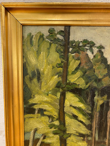 Henning Schiøler (1898-1966). Impressionistisk oliemaleri af Ordrup Krat. Fra 1919