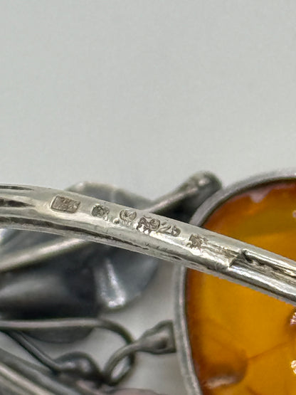 Vintage unika skønvirkestil Rav & Sterlingsølv armbånd. Gdansk, Polen. Fra 1980érne