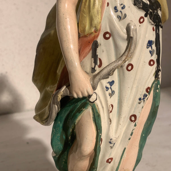 Antik Staffordshire Pearlware, Diana (Artemis), jagtens gudinde, fra 1820.