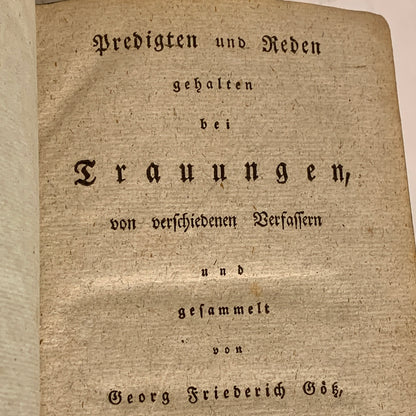 Predigten und Reden, Antikvarisk tysk religions bog, fra 1799. 1.Udgave, 1.Oplag.
