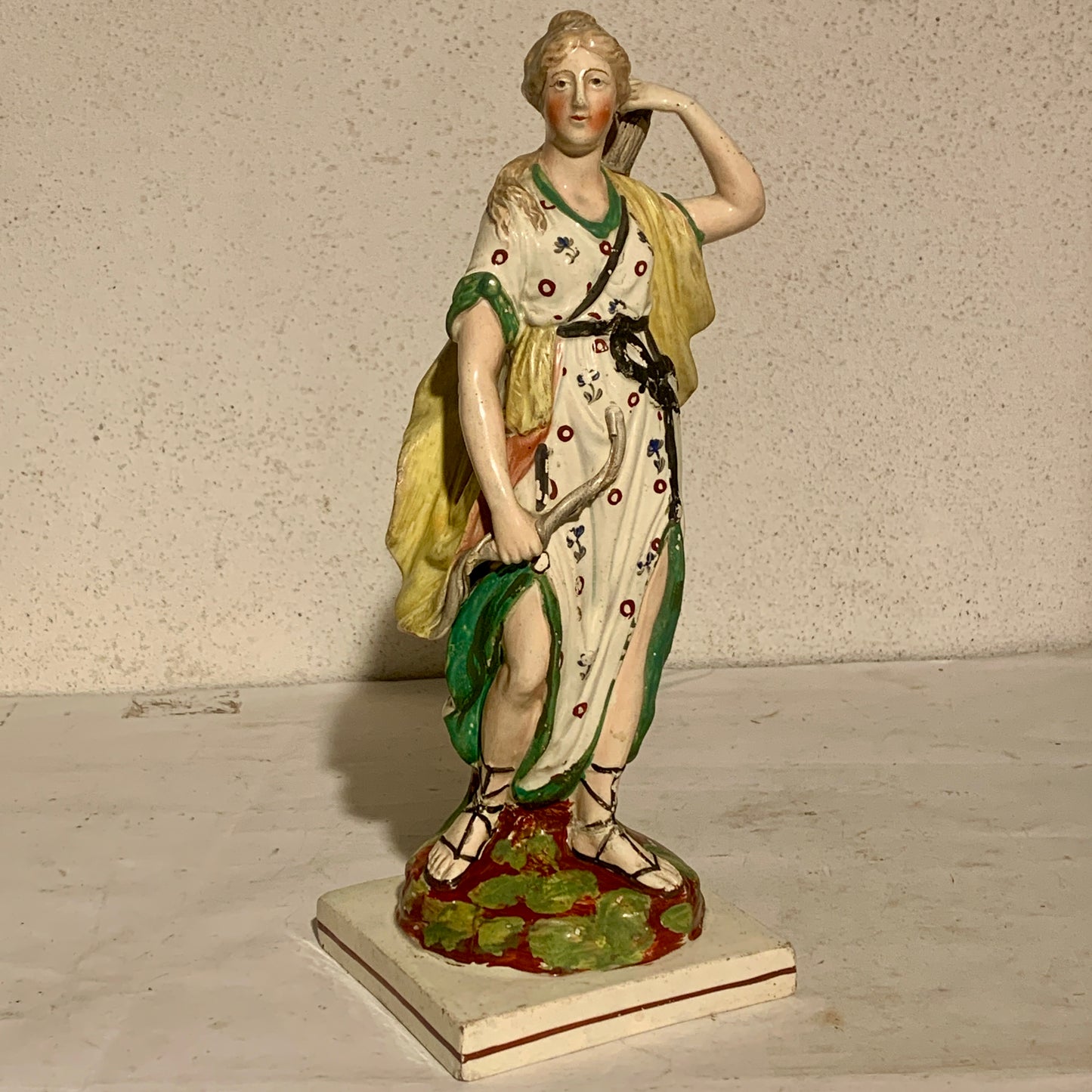 Antique Staffordshire Pearlware, Diana (Artemis), Goddess of the Hunt, from 1820.