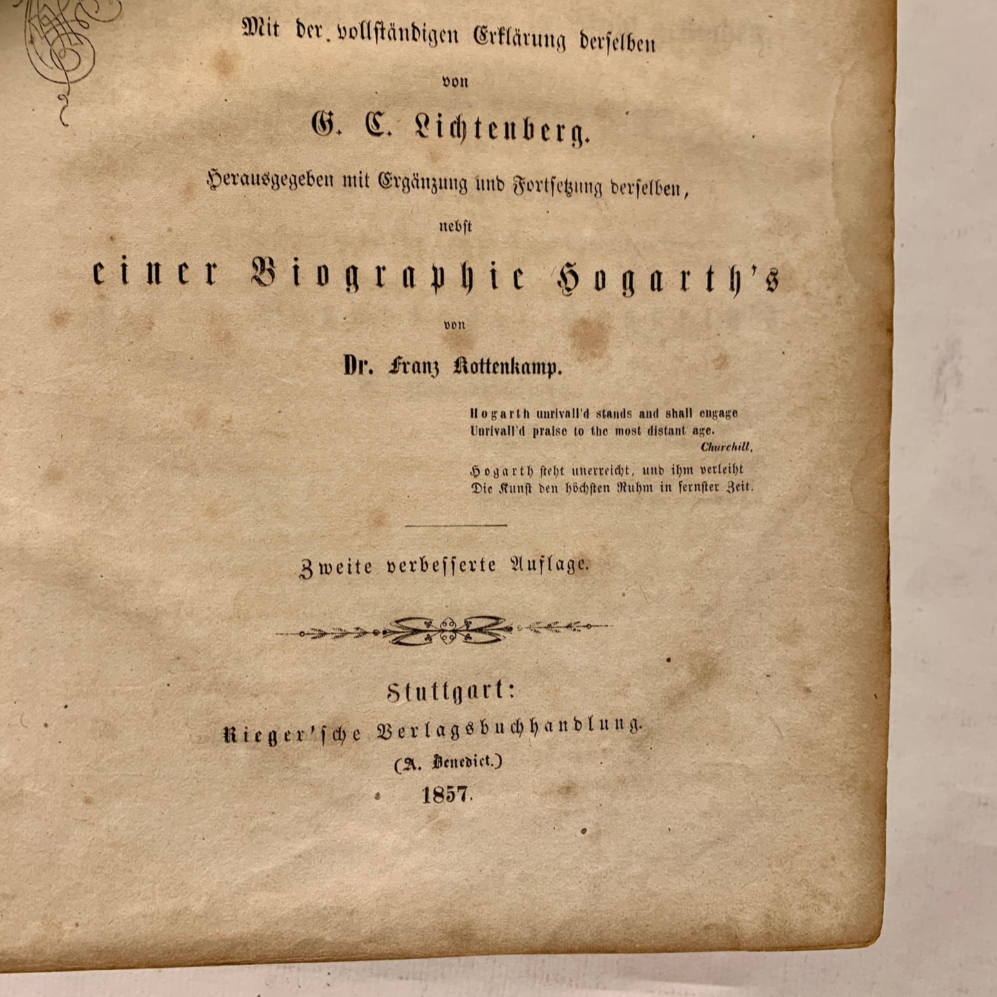 William Hogarth's Zeichnungen. Antikvarisk tysk bog. Fra 1857.