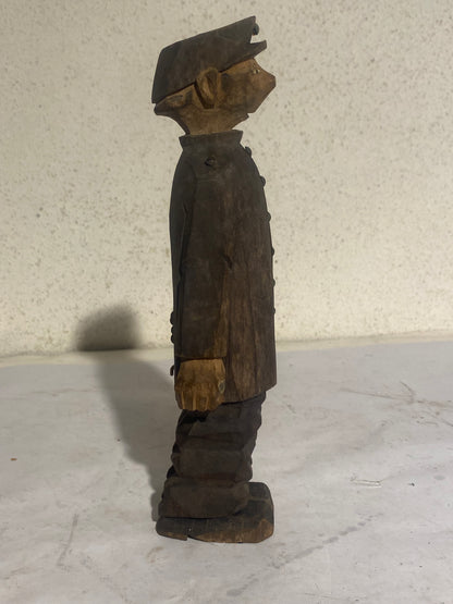 Vintage håndskåret mekanisk erotisk træfigur, svensk, ca. midt 1900-tallet