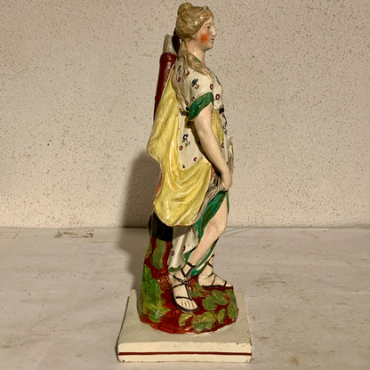 Antique Staffordshire Pearlware, Diana (Artemis), Goddess of the Hunt, from 1820.
