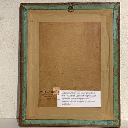 Afrodite. Antik blyants tegning fra start/midt 1800 tallet.