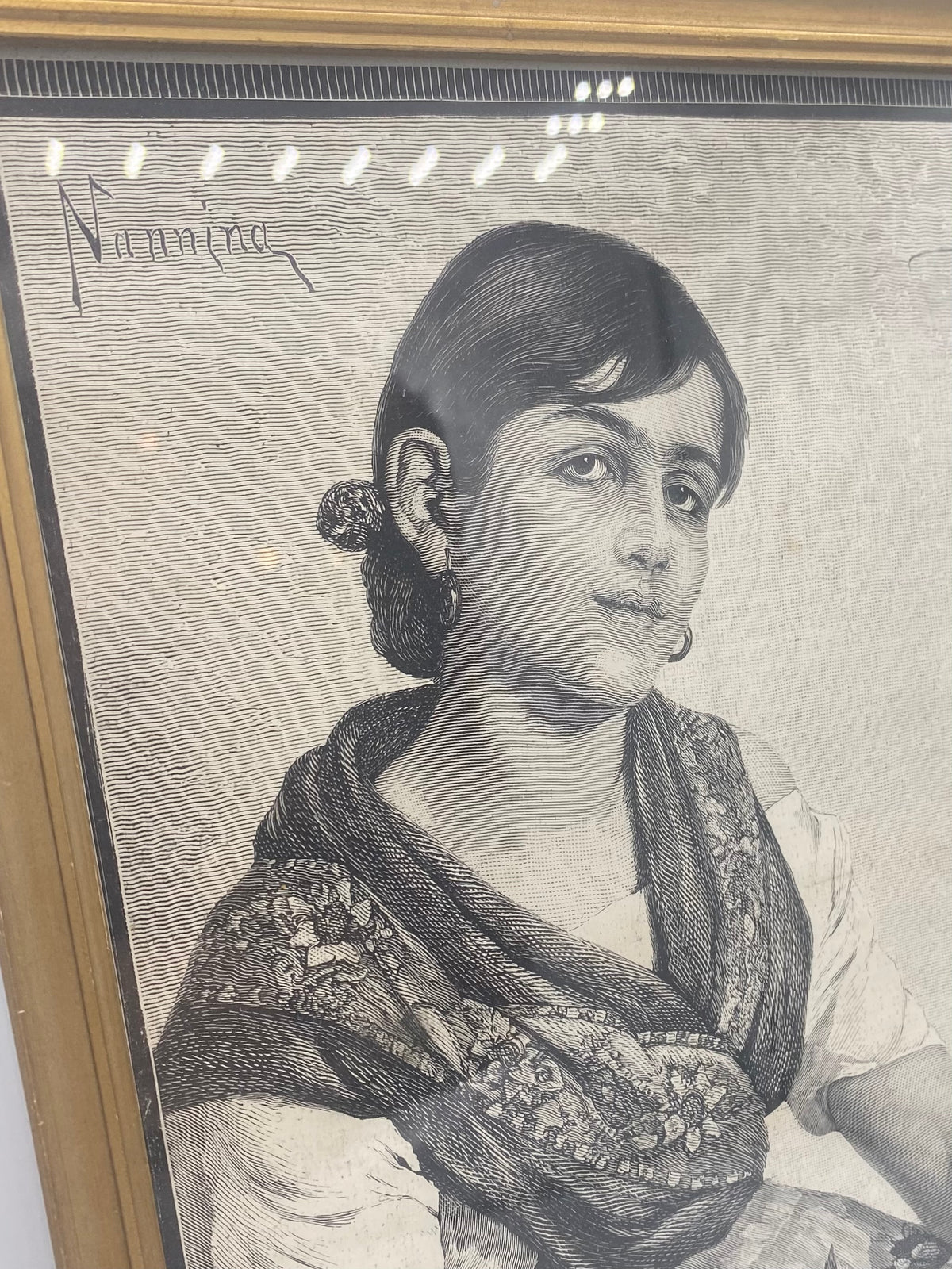 Nannina. Antik dansk træsnitsgravering. Fra 1881
