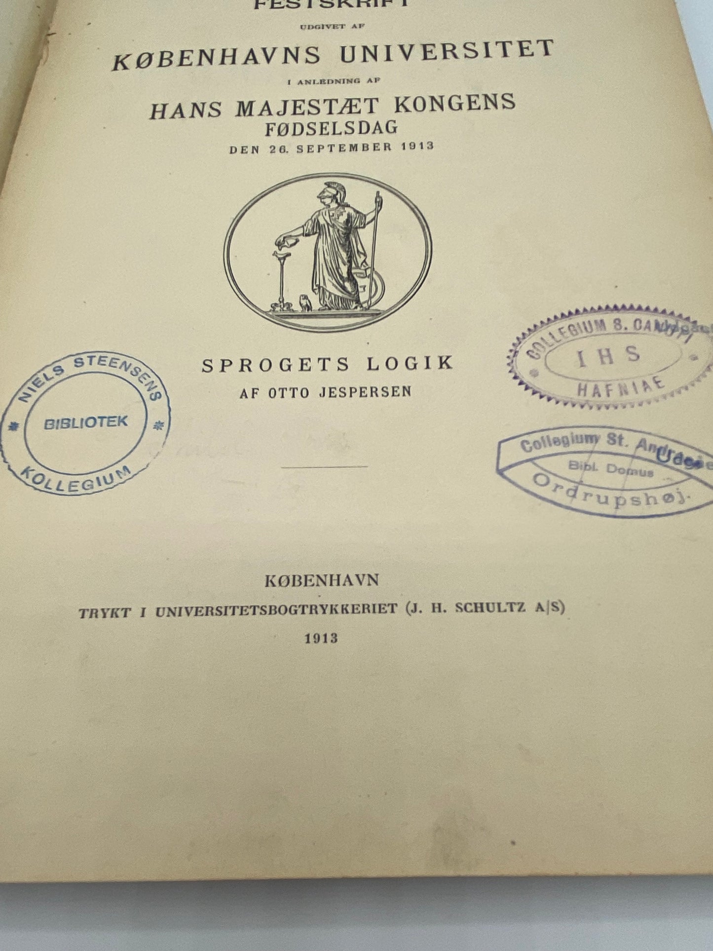 Otto Jespersen. Sprogets Logik. Antikvarisk dansk bog. 1.Udgave. 1.Oplag. Fra 1913