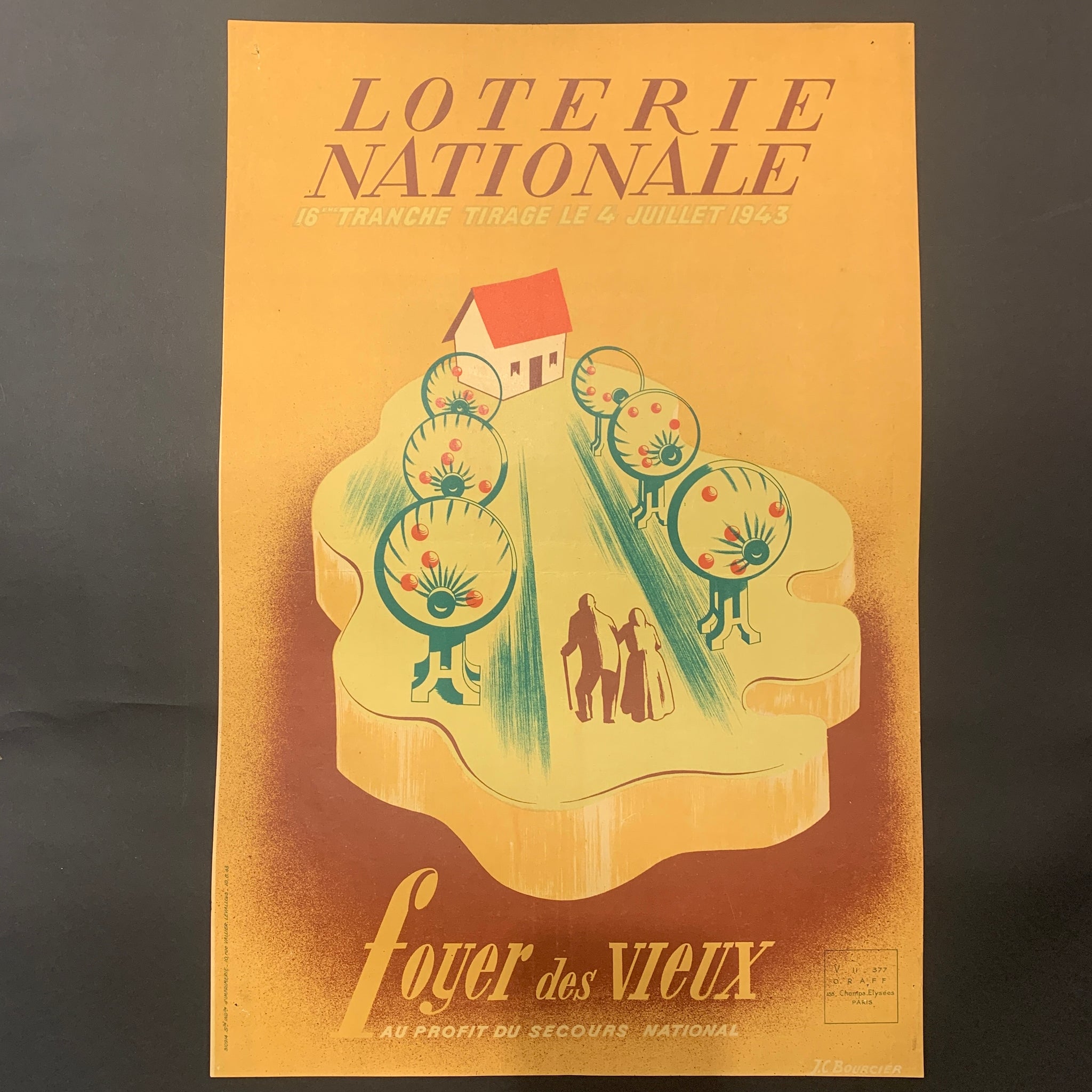 Fransk J.C.Bourcier “Loterie Nationale”plakat, fra 1943.