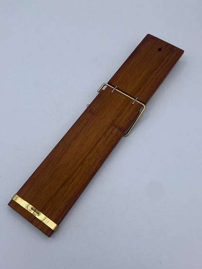 Vintage noterulle-holder med termometer. Teak og messing. Dansk. Midt 20. årh