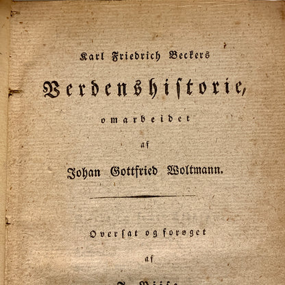Karl Friedrich Becker's World History. Antiquarian Danish book from 1823.
