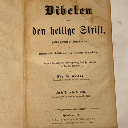 Biblen, Chr. H. Kalkar. Fra 1847. Det gamle testamente m.m.