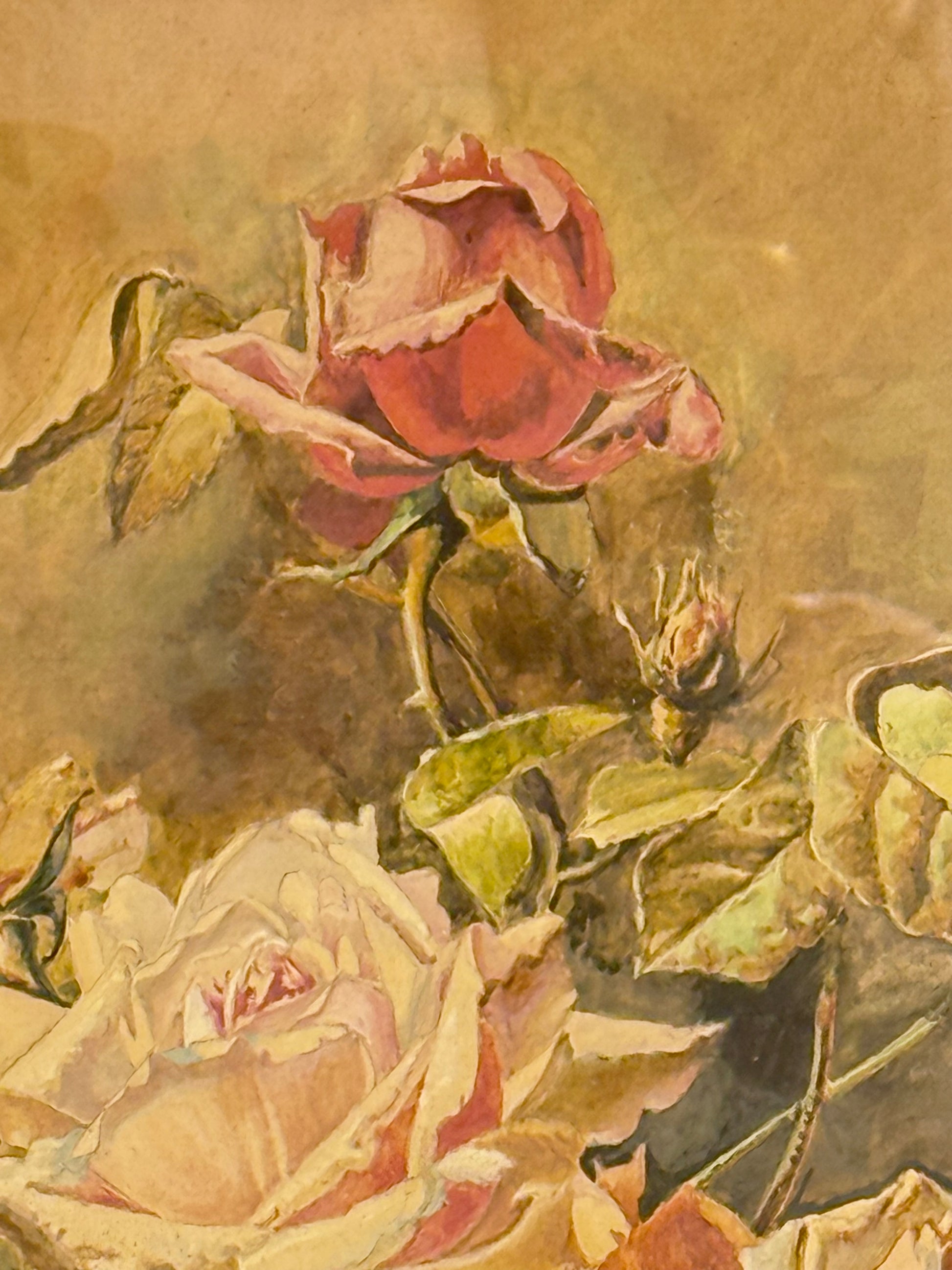 Emil Duelund's gouache painting of a still life with flowers. From the 1950s