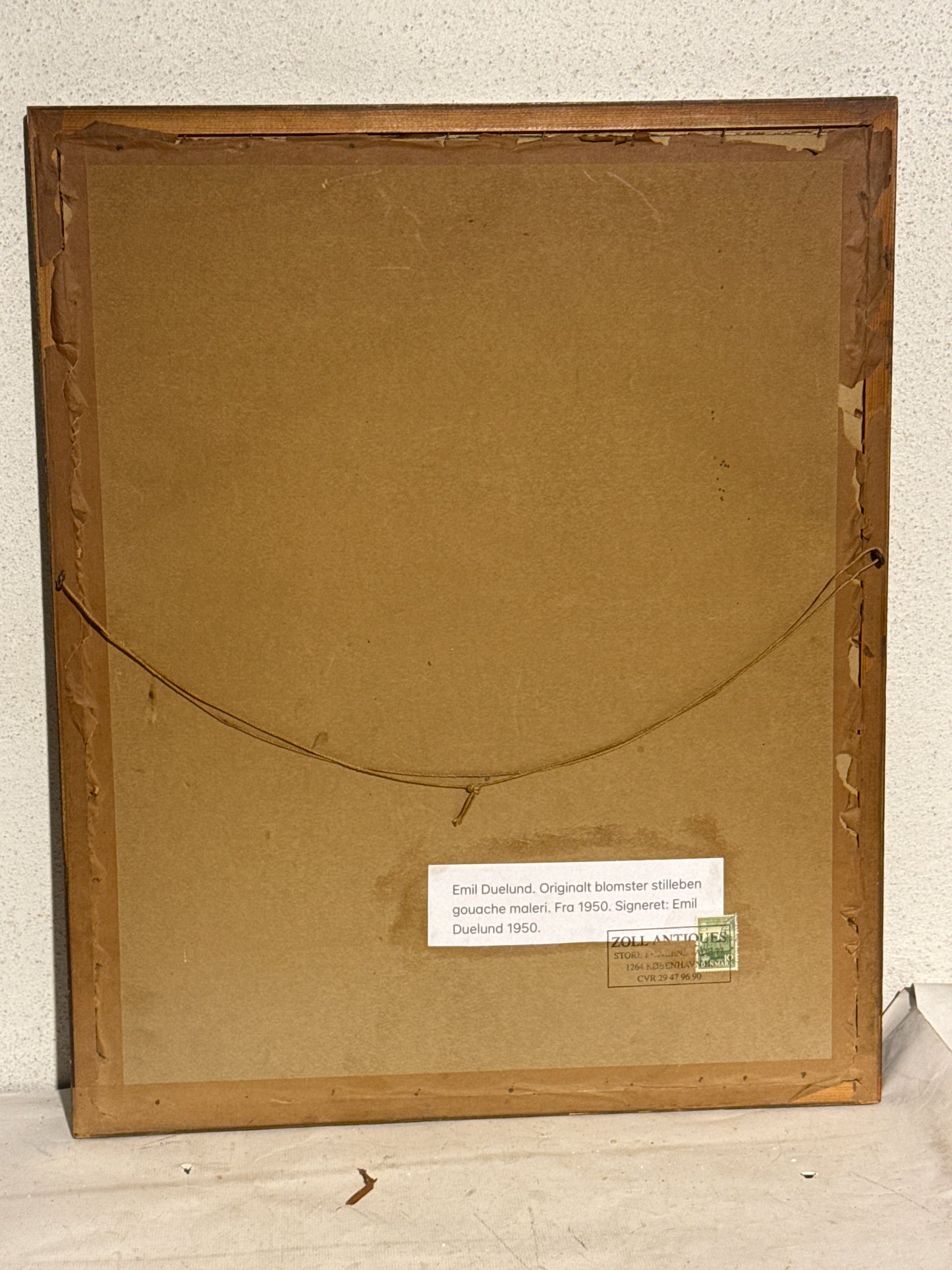 Emil Duelund. Gouache maleri af blomster stilleben. Fra 1950