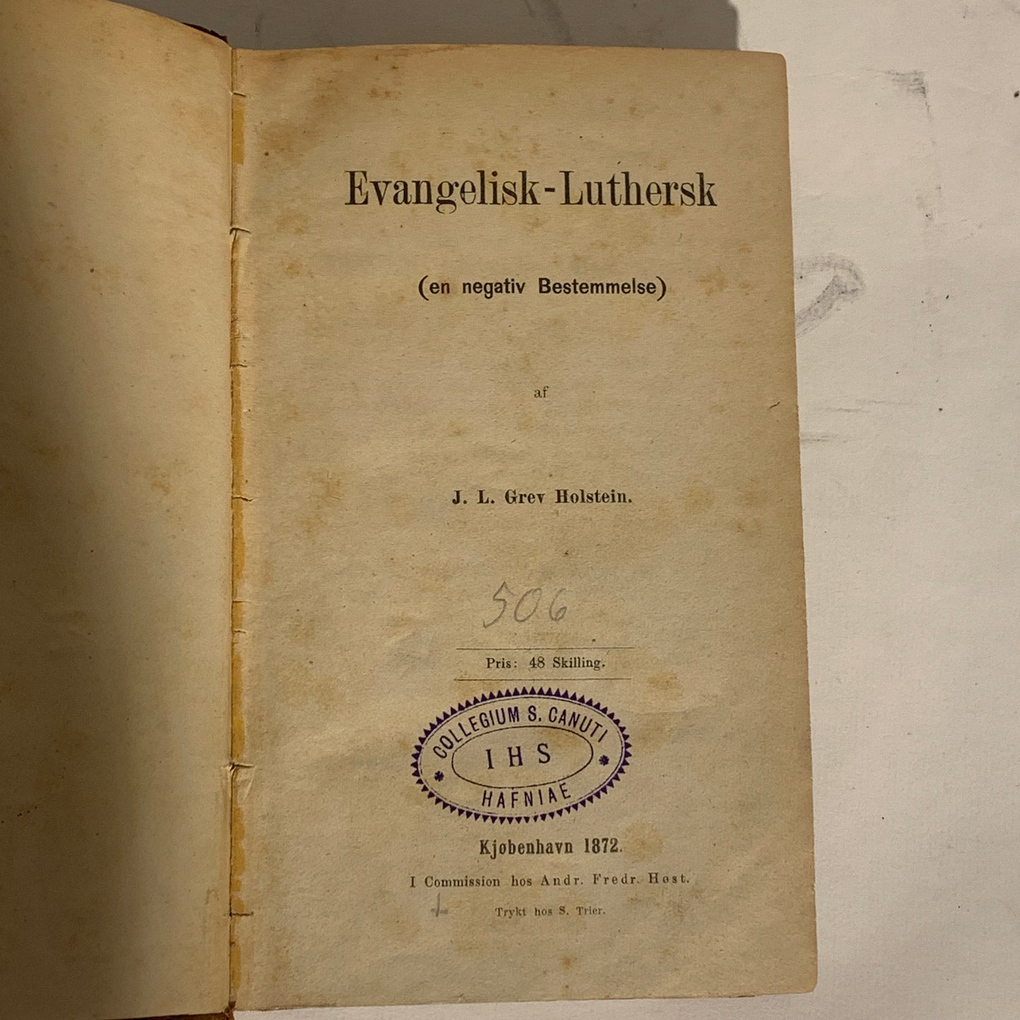 JLGrev Holstein et al. Antiquarian Danish/German collection of Catholic-Protestant debates, from 1845-1872.