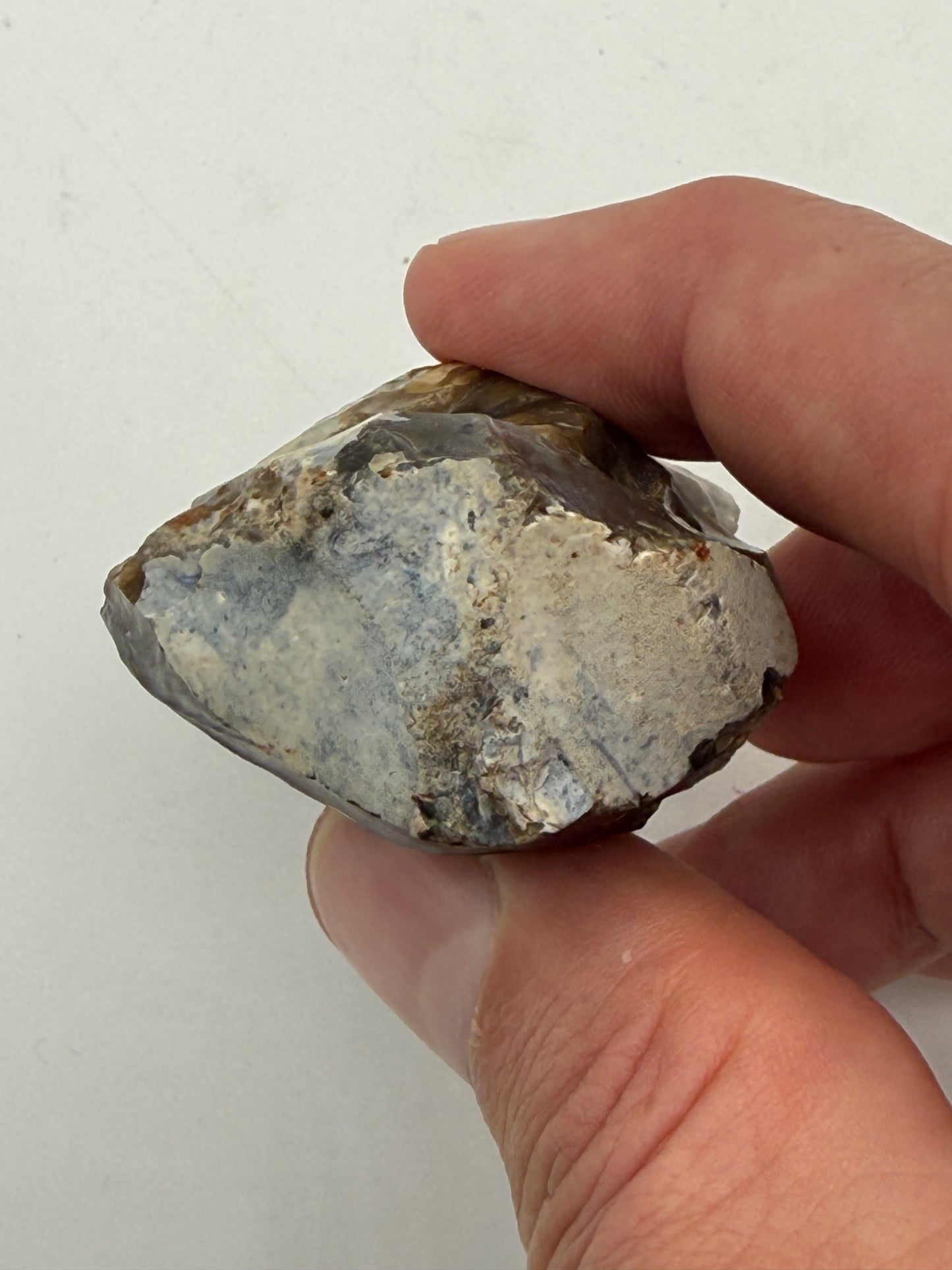 Dansk Stenalder. Kerneøkse med specialiseret æg, i flint. Jæger stenalder: 8800-4800 F.Kr