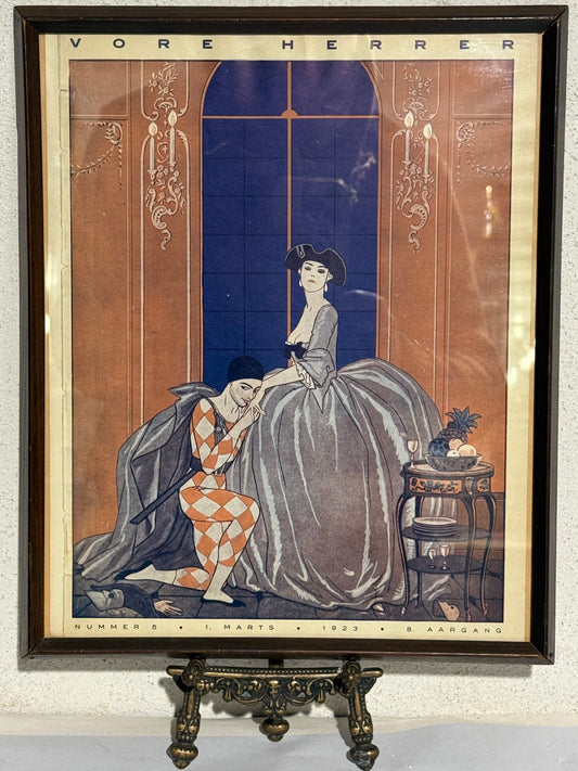 Antik original Art Deco George Barbier magasin forside, fra 1923