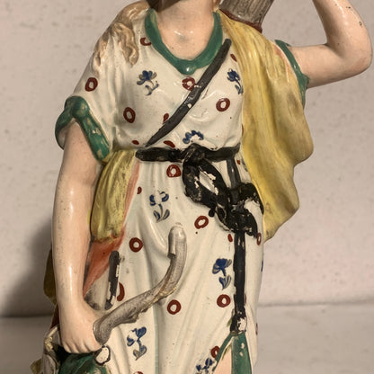 Antique Staffordshire Pearlware, Diana (Artemis), Goddess of the Hunt, from 1820.