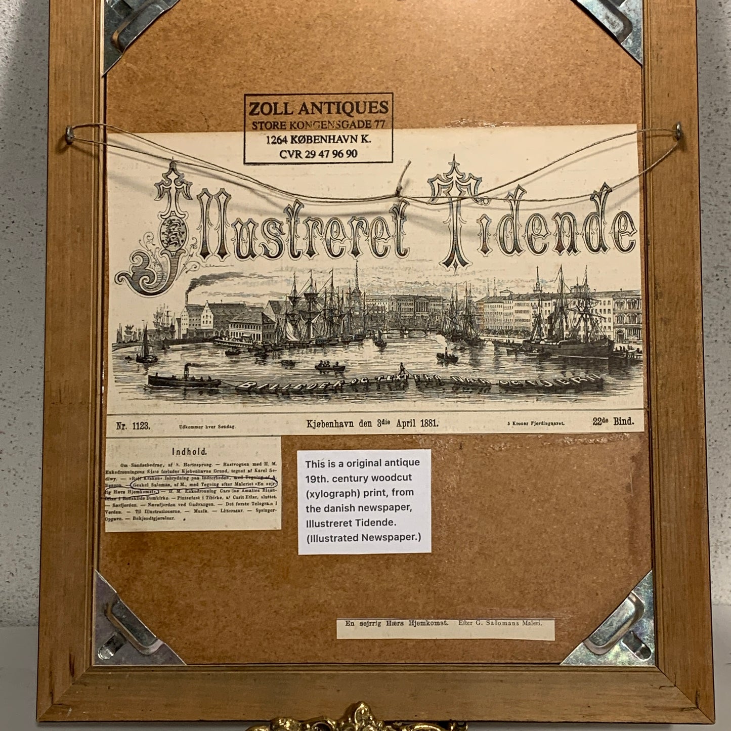 Antik dansk træsnit. En sejrrig Hærs Hjemkomst. Fra 1881.