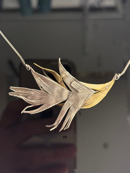 Vintage Flora Danica sterling sølv halsmykke.