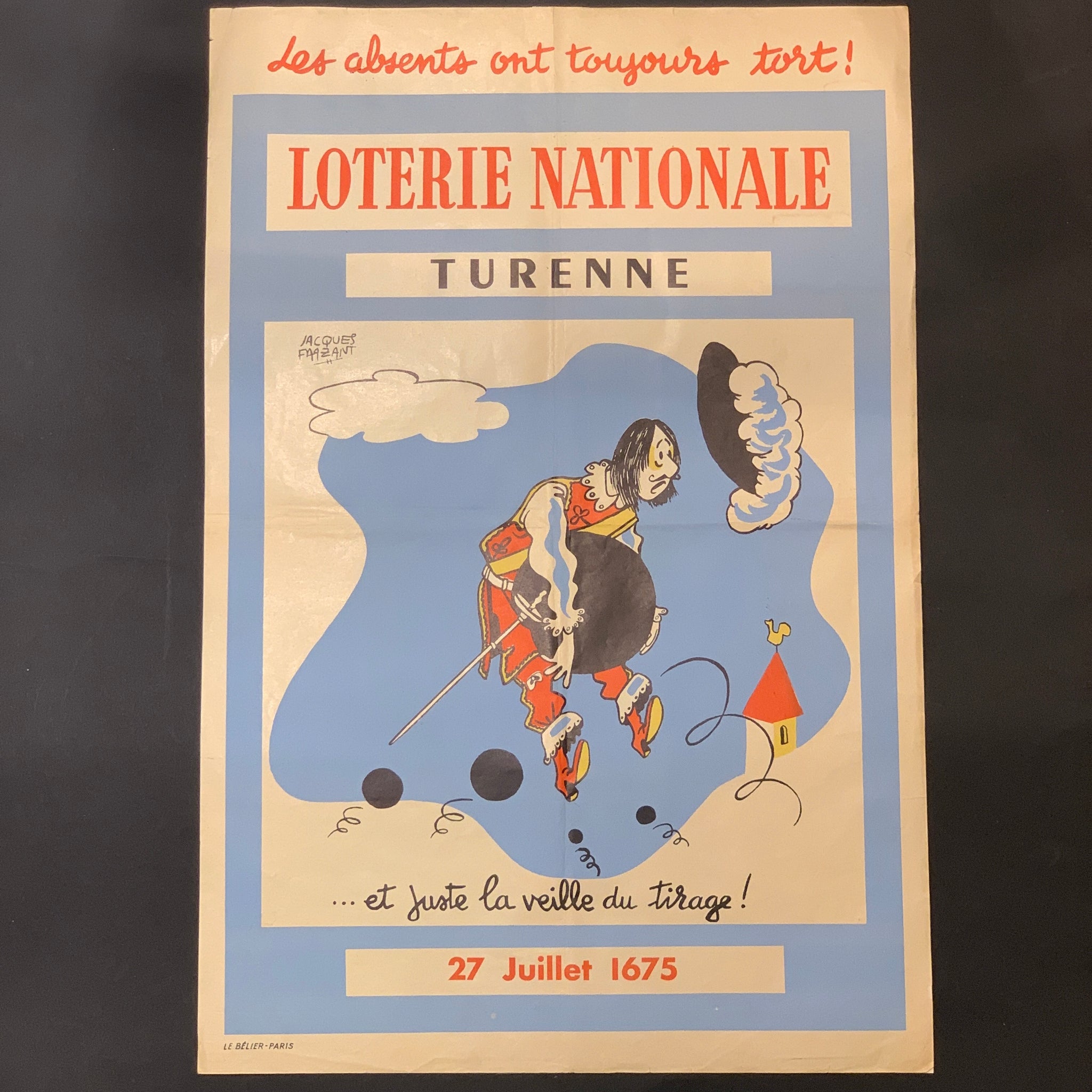 Fransk Jacques F. “Loterie Nationale”plakat, fra 1957.