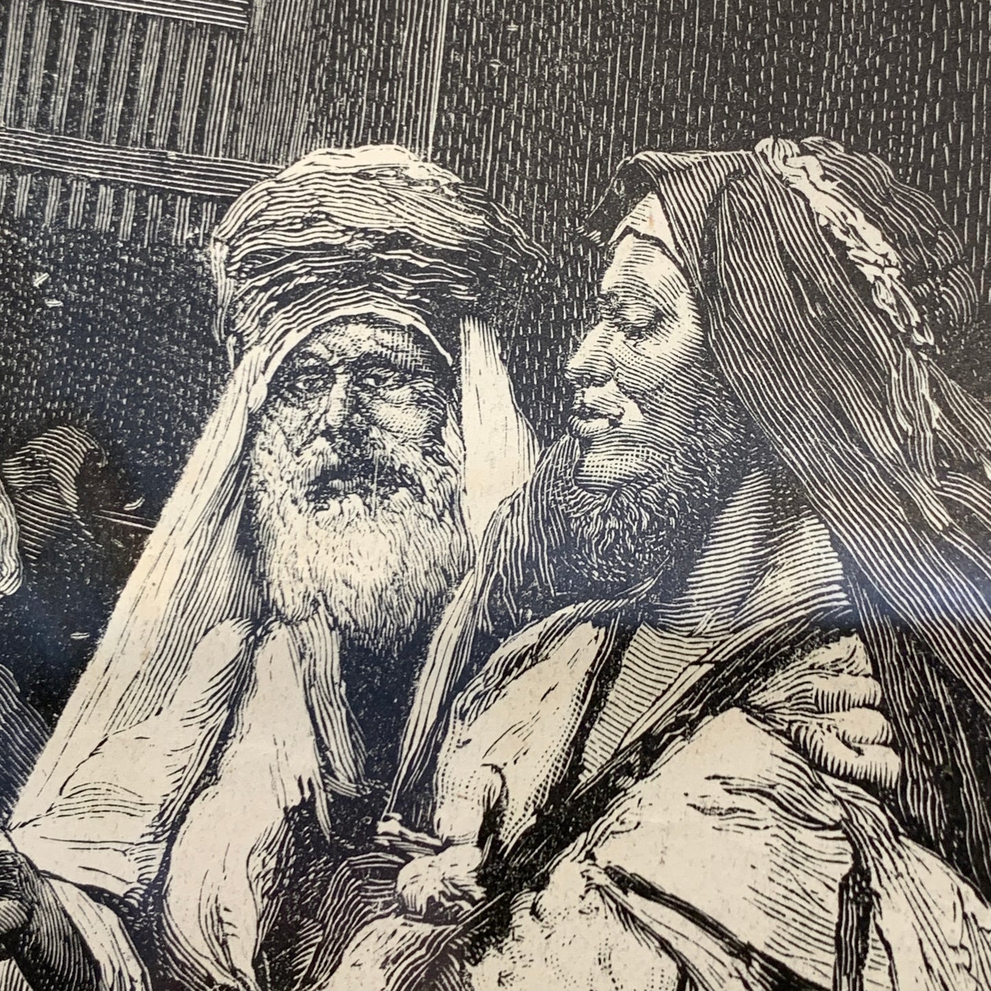 Antique Danish woodcut. Bazaar in Cairo. From 1881.