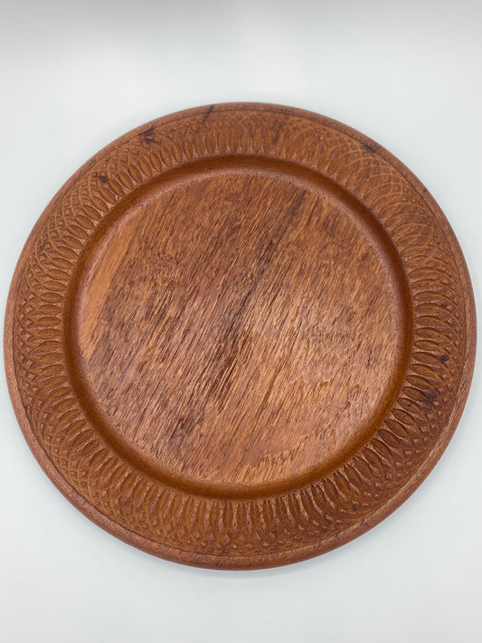 P.Antvorskov. Vintage dansk design teaktræ dæk tallerken. Fra midt 20.Årh