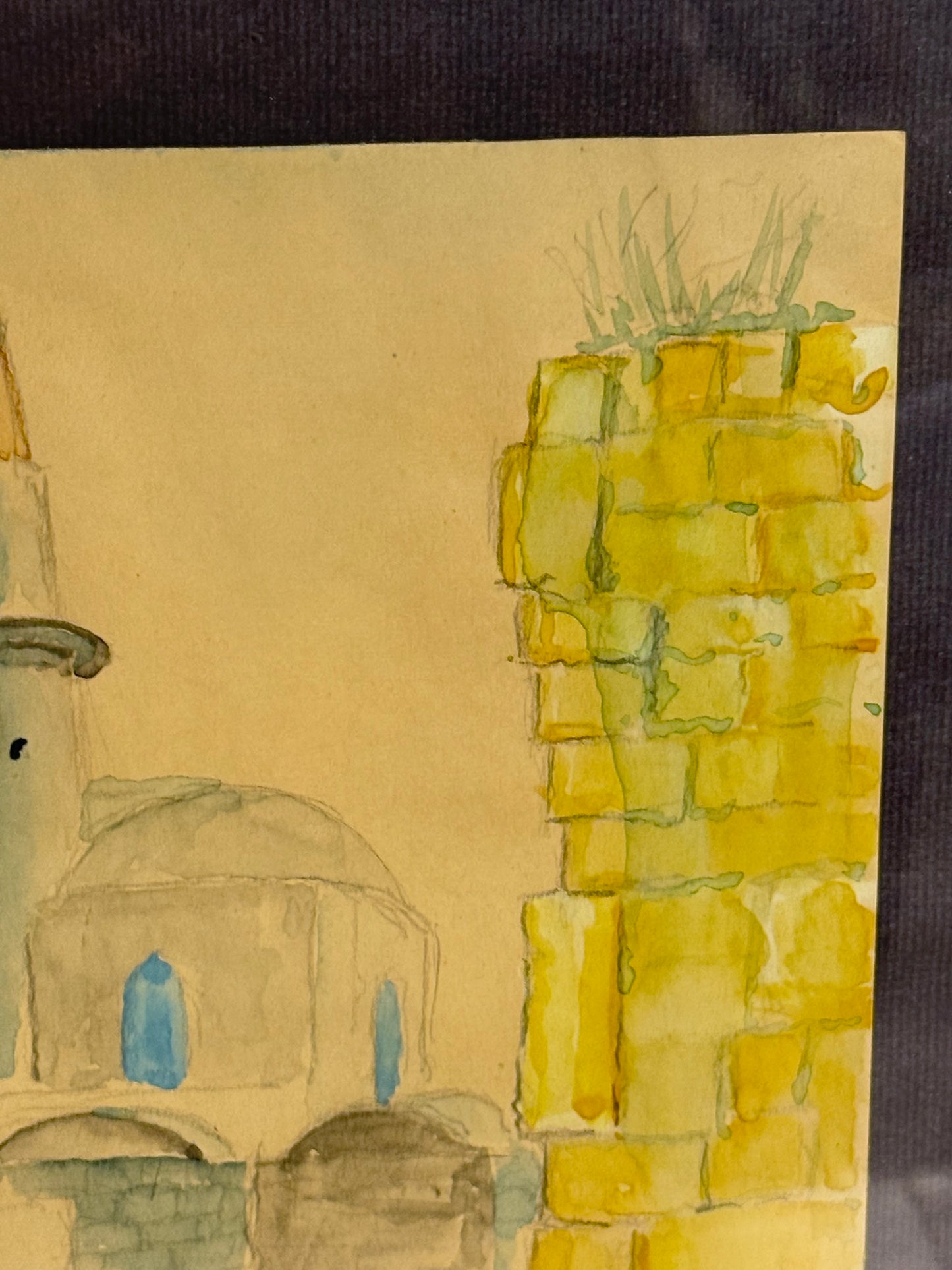 Erik Cohrt's (f.1902-1970.) watercolor painting of a cityscape, Rhodes. From 1964