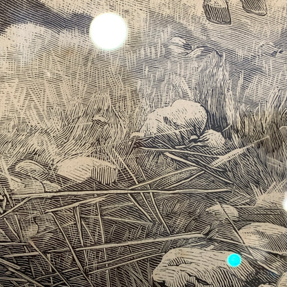 Antique Danish woodcut. Tunisians at Outpost. From 1881.