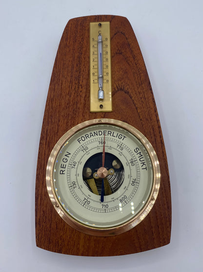 Vintage Barometer med Thermometer. Danmark. Midt 20. Årh
