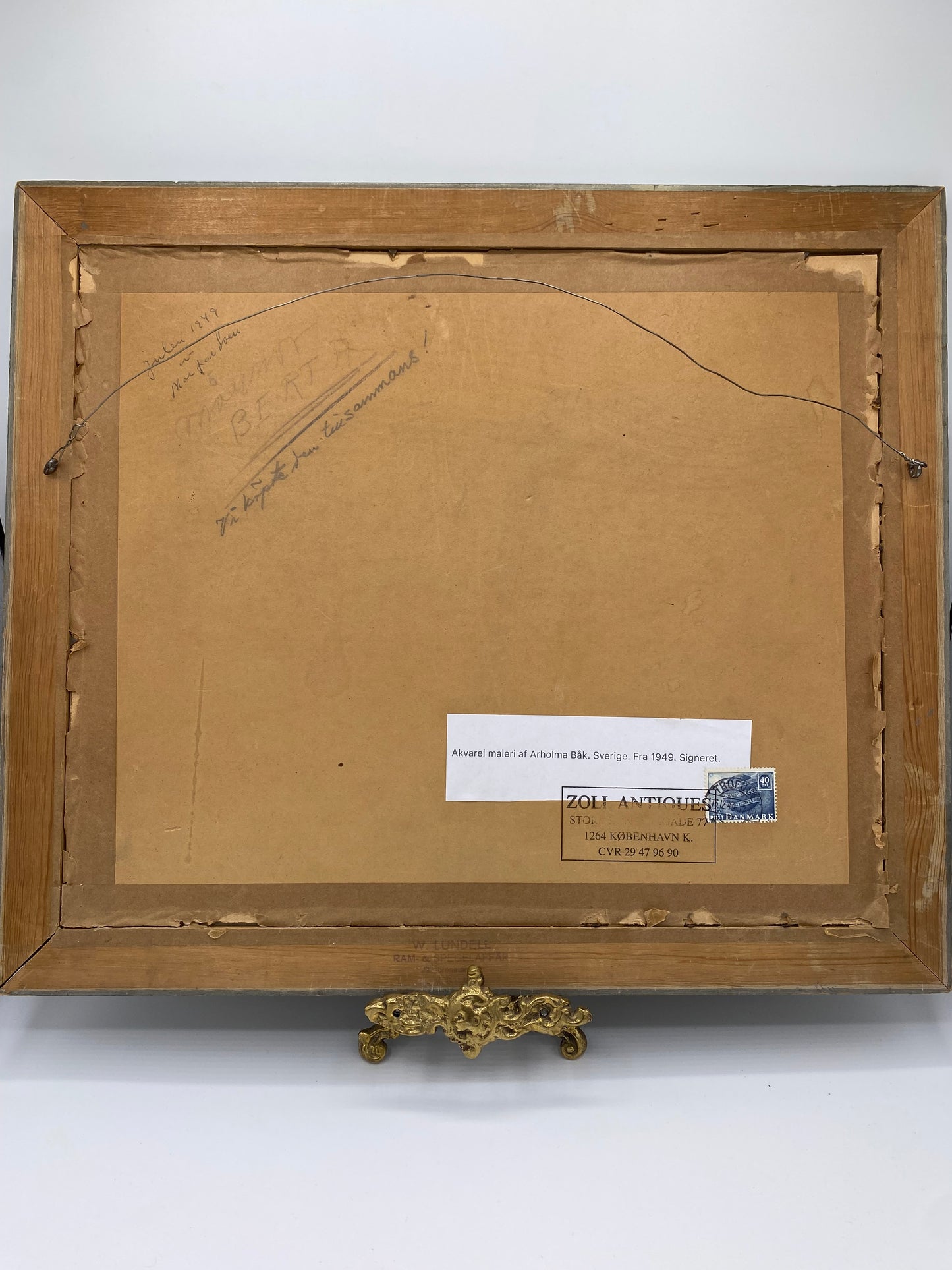 Akvarel maleri af Arholma Båk. Sverige. Fra 1949. Signeret