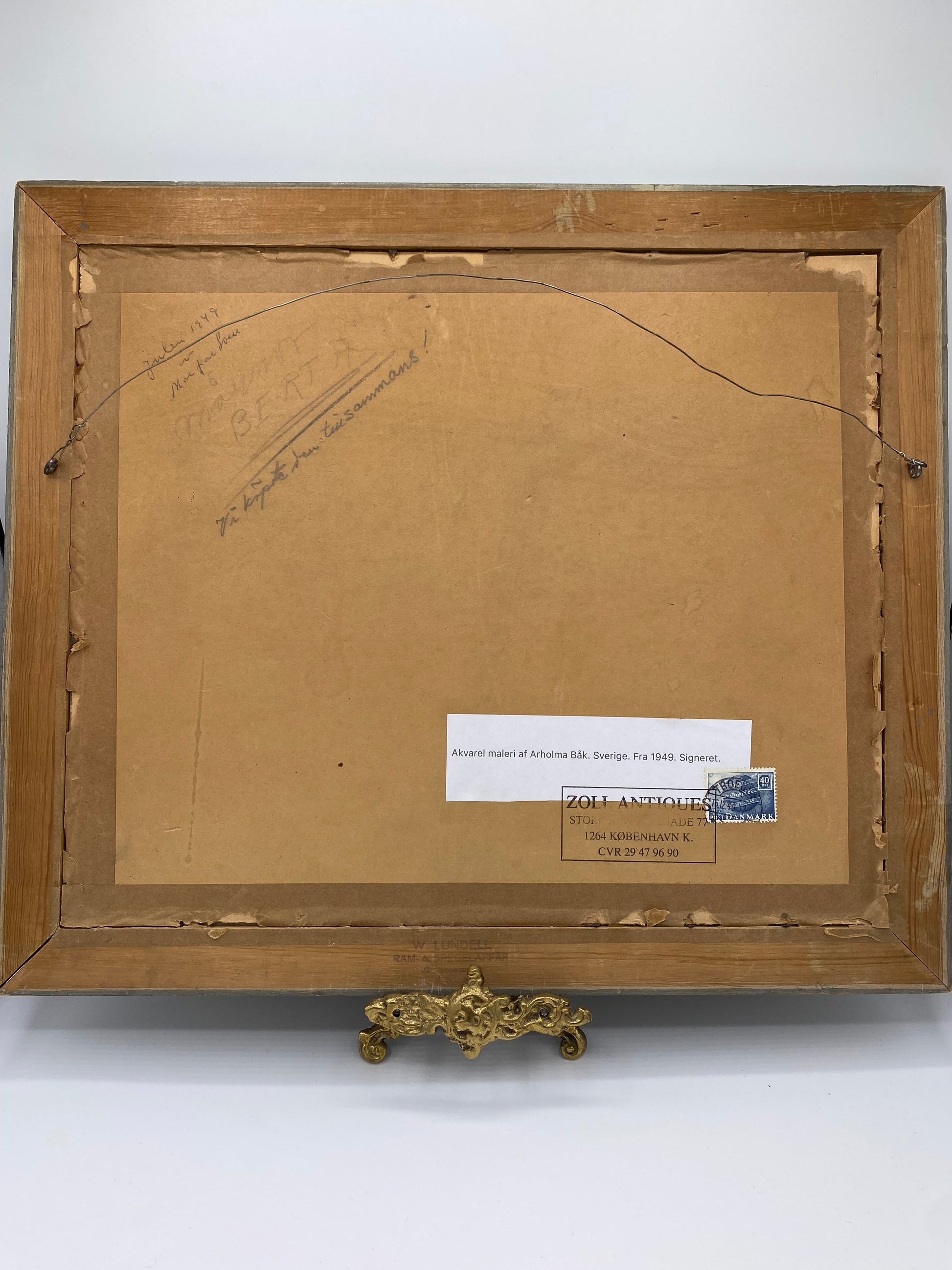 Akvarel maleri af Arholma Båk. Sverige. Fra 1949. Signeret