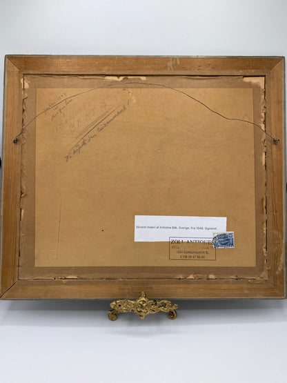 Akvarel maleri af Arholma Båk. Sverige. Fra 1949. Signeret