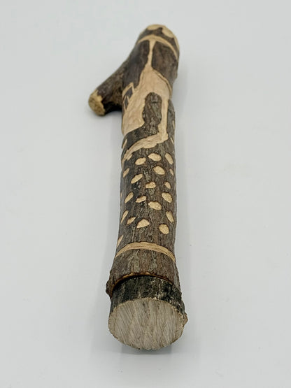 Håndskåren skandinavisk Viking pinde-figur. Slut 20. Århundrede
