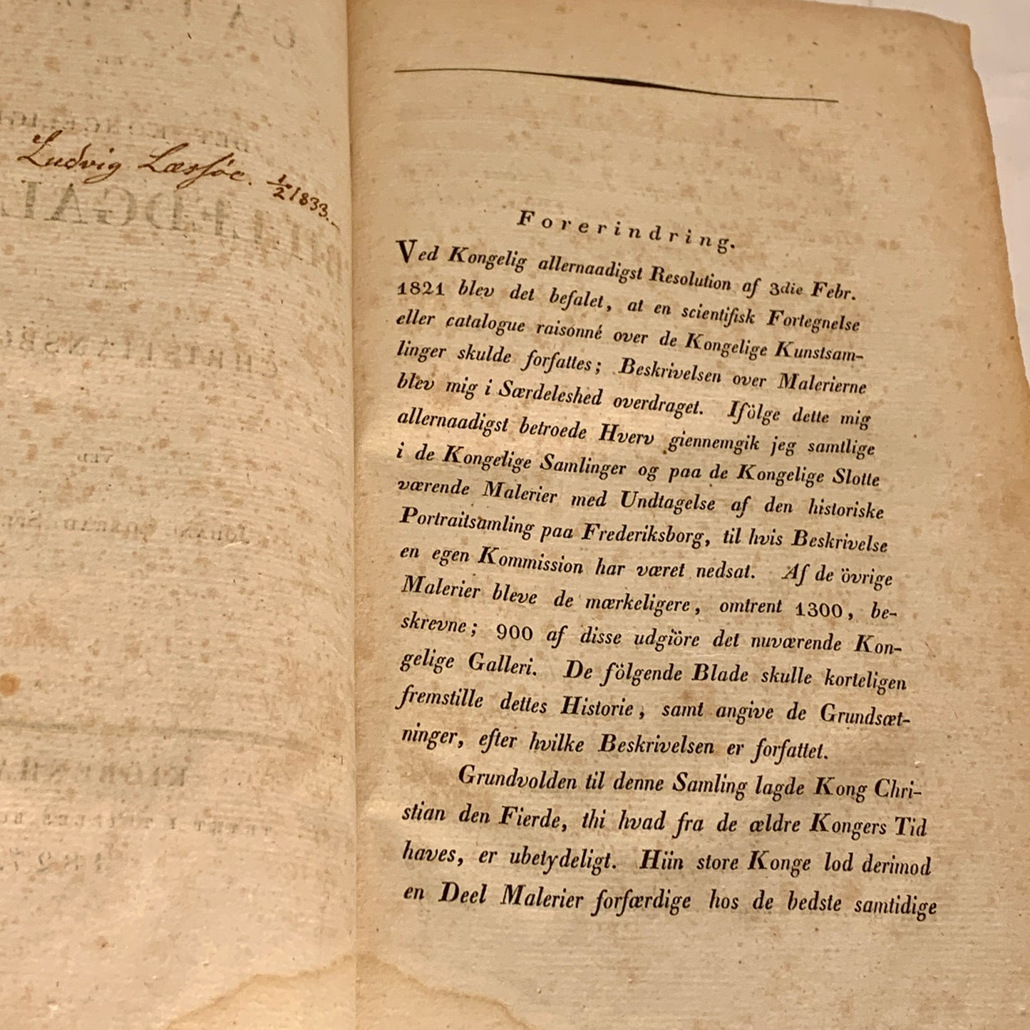 Royal Danish Gallery Christiansborg, Johan Conrad Spengler, from 1827. 1st edition, 1st printing.