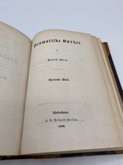 Dramatiske Værker. Af Henrik Hertz. 13. Og 14. Bind. Antikvarisk dansk bog. 1. Udgave. 1. Oplag. Fra 1856