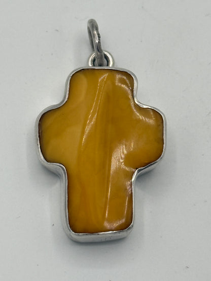Vintage Butterscotch mælke rav & Sterlingsølv vedhæng. Gstad, Polen. Fra 1980érne