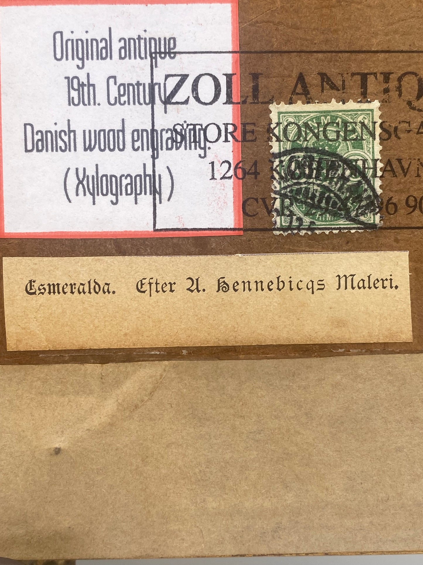 Esmeralda. Antik dansk træsnitsgravering. Fra 1895