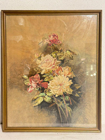 Emil Duelund. Gouache maleri af blomster stilleben. Fra 1950.