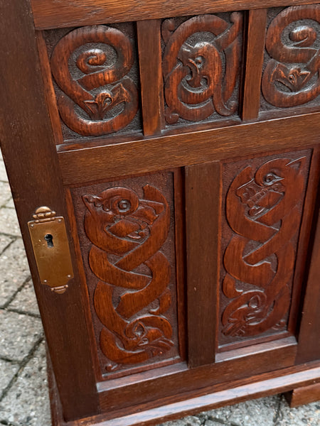 Antique Norwegian Viking Dragon Style Pedestal Desk. From 1880-1915.