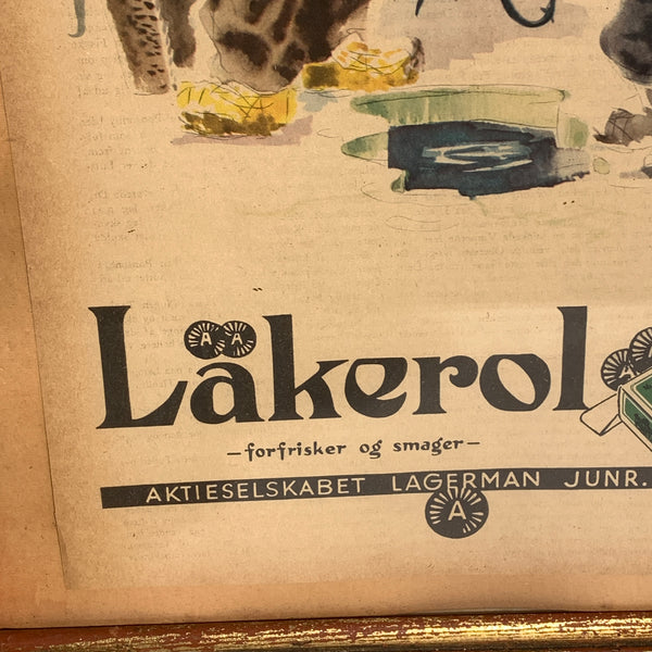 Original Läkerol reklame, fra 1940. Indrammet.