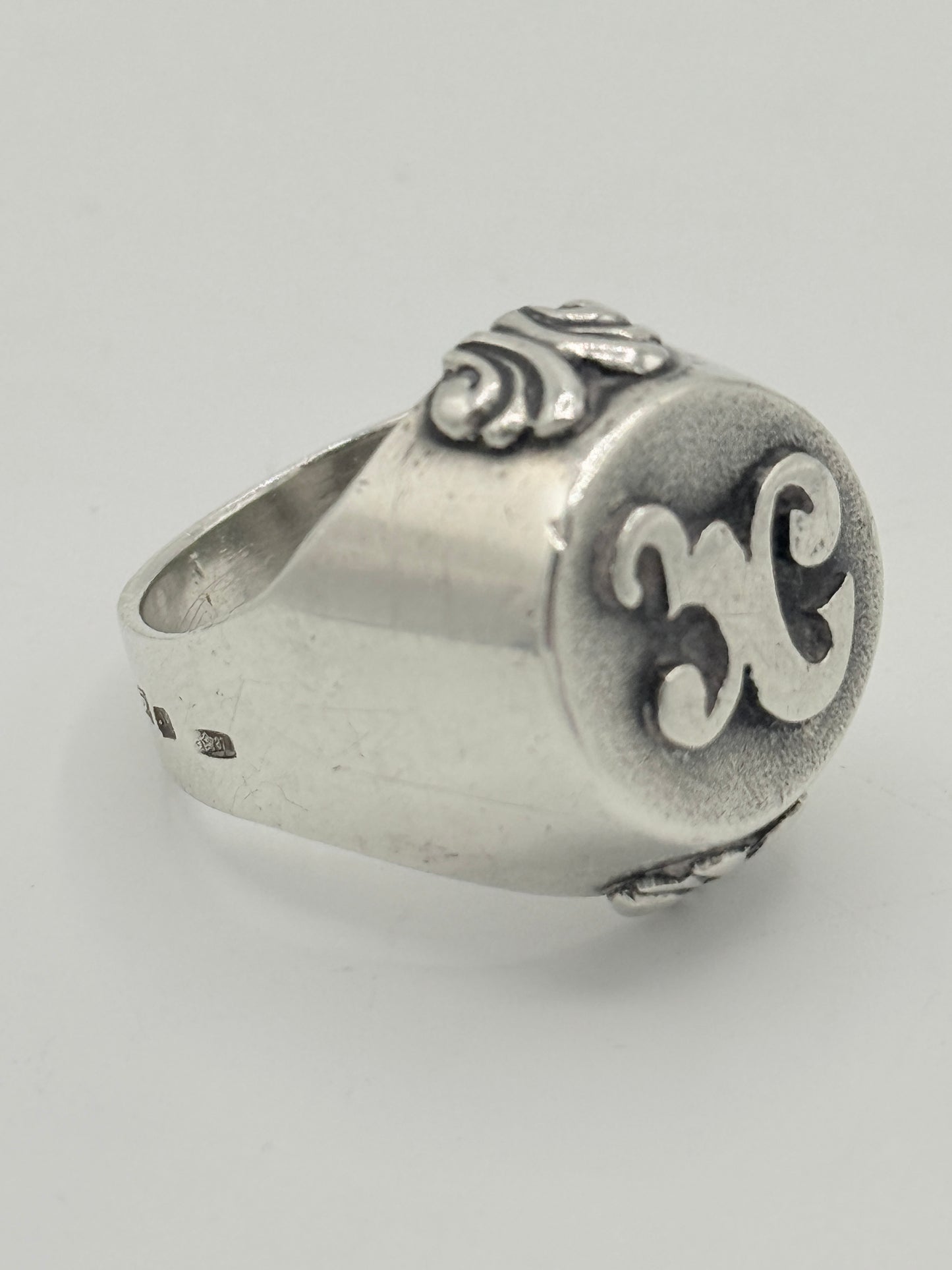 Vintage sterling sølv signet herre ring. Fra midt 1900 tallet