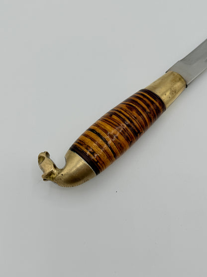 Vintage Lisakki Järvenpää Oy Hevospuukko kniv med skede. Finland. Midt 20. Årh