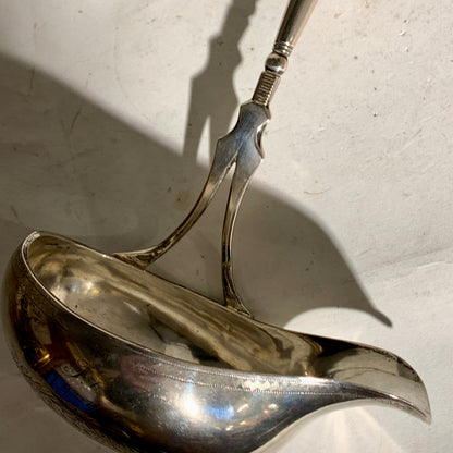 Antik lang sølv punch ske, fra 1842.