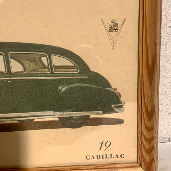 Cadillac. Originalt indrammet bil udklip, fra midt 1900 tallet.