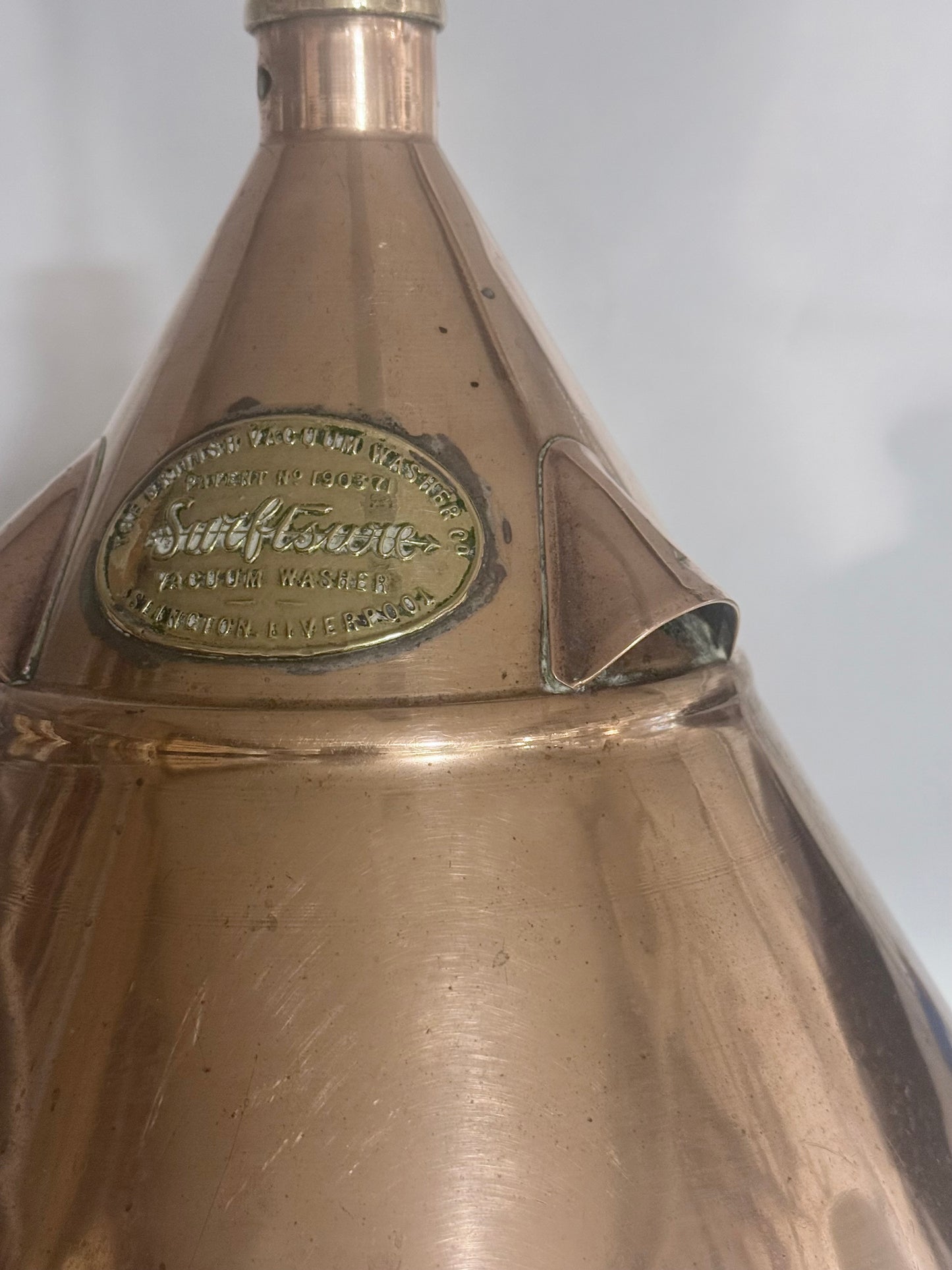 Antik "British Vacuum Washer Company" tragt lampe i kobber