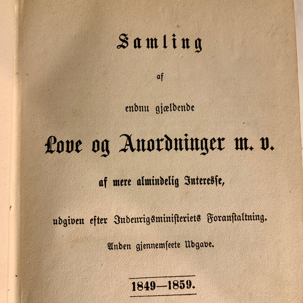 6 bind Love og Anordninger. Antikvariske danskebøger. Fra 1864-1881.